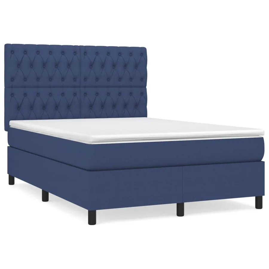 Sommier à lattes de lit avec matelas Bleu 140x190 cm Tissu - 2