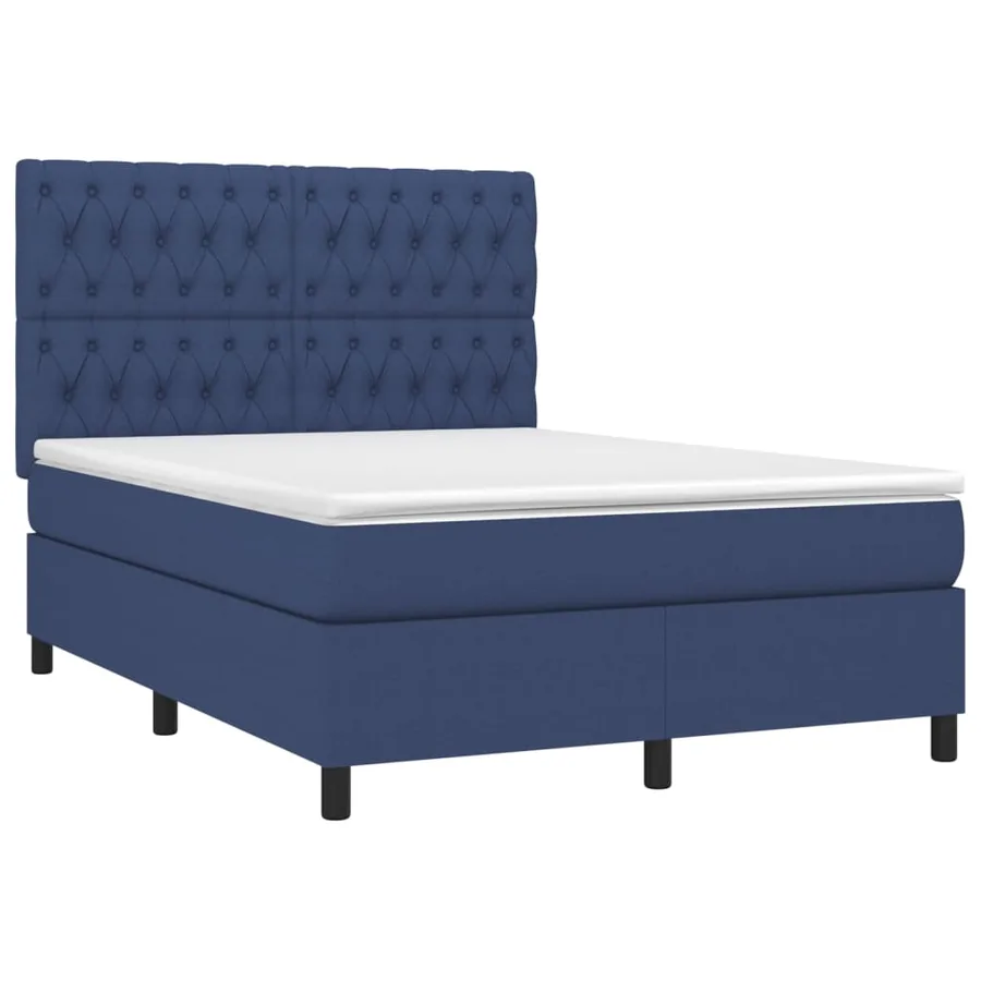 Sommier à lattes de lit avec matelas Bleu 140x190 cm Tissu - 3
