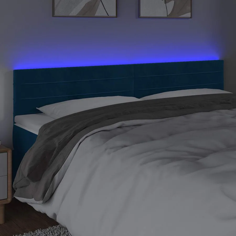 Tête de lit à LED Bleu foncé 180x5x78/88 cm Velours - 3