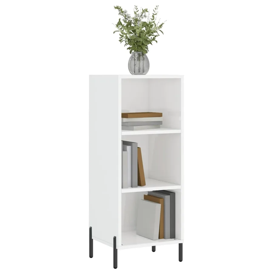 Buffet blanc brillant 34,5x32,5x90 cm bois d'ingénierie - 3