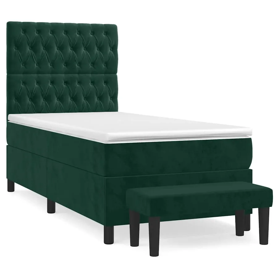 Sommier à lattes de lit avec matelas Vert foncé 90x190 cm - 2