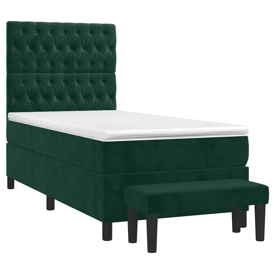 Sommier à lattes de lit avec matelas Vert foncé 90x190 cm - 3