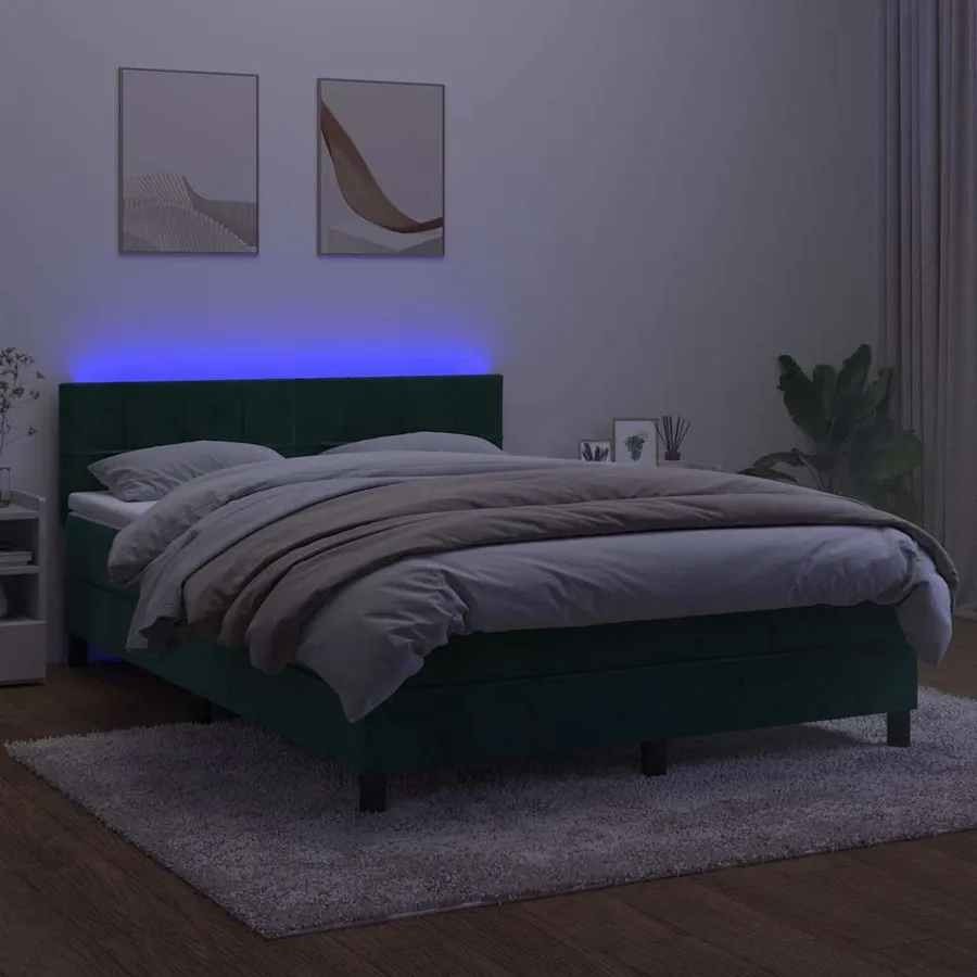 Sommier à lattes de lit avec matelas LED Vert foncé 140x200 cm - 3