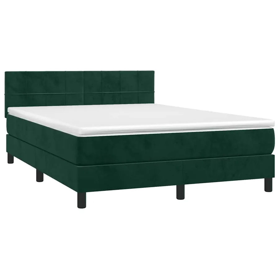 Sommier à lattes de lit avec matelas LED Vert foncé 140x200 cm - 4