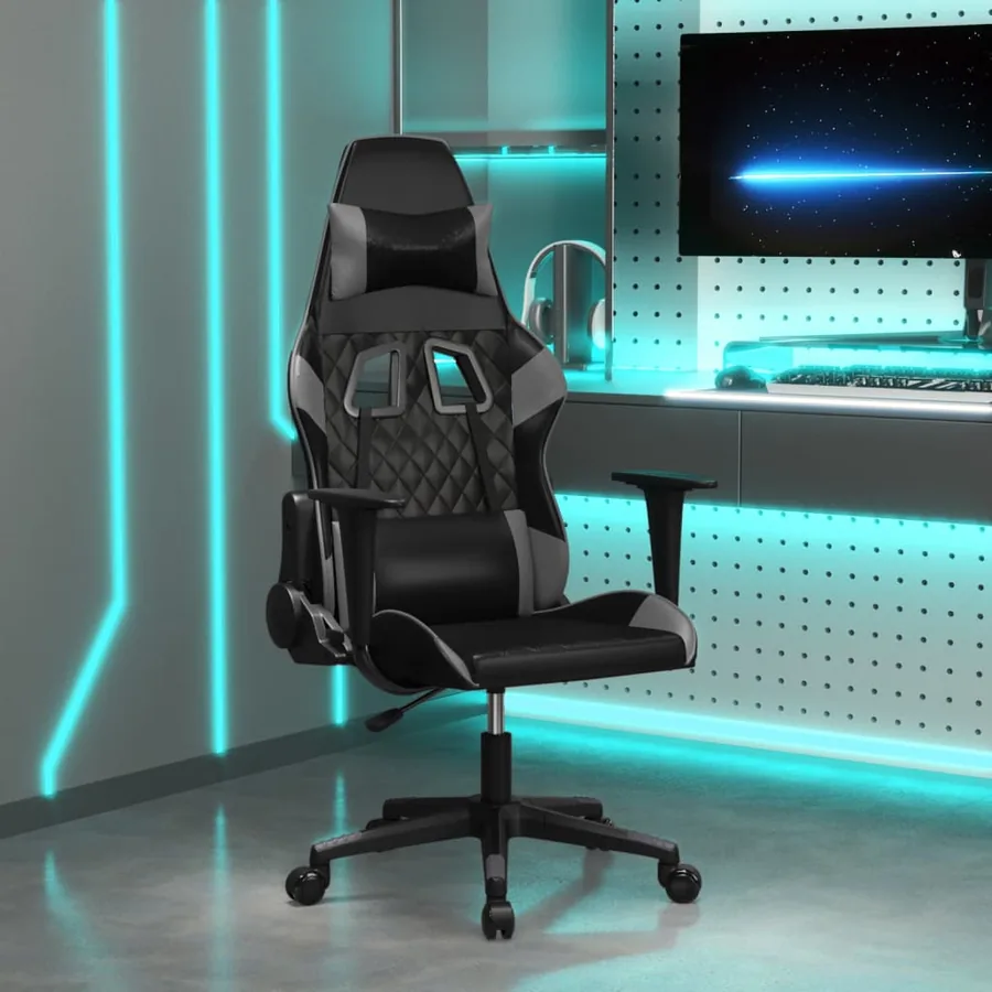 Chaise de jeu Noir et gris Similicuir