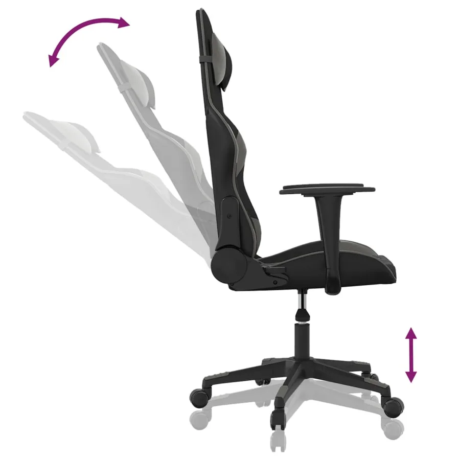 Chaise de jeu Noir et gris Similicuir - 6