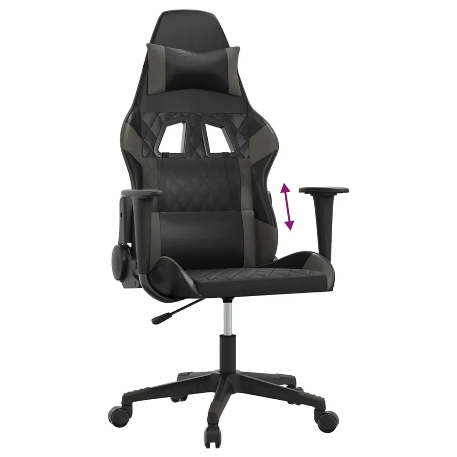 Chaise de jeu Noir et gris Similicuir - 7