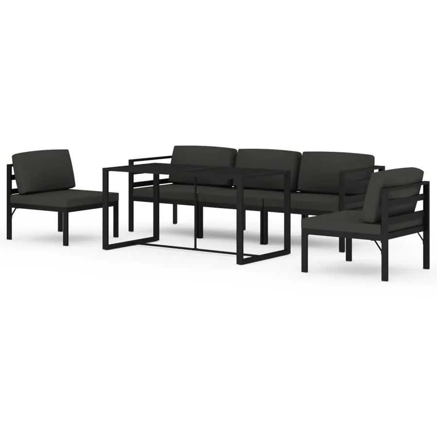 Salon de jardin 6 pcs avec coussins Aluminium Anthracite - 2