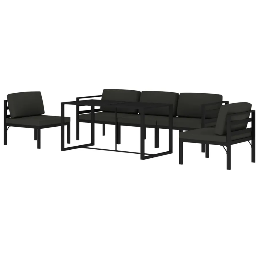 Salon de jardin 6 pcs avec coussins Aluminium Anthracite - 3