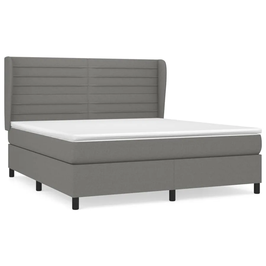 Sommier à lattes de lit avec matelas Gris foncé 180x200cm Tissu - 2