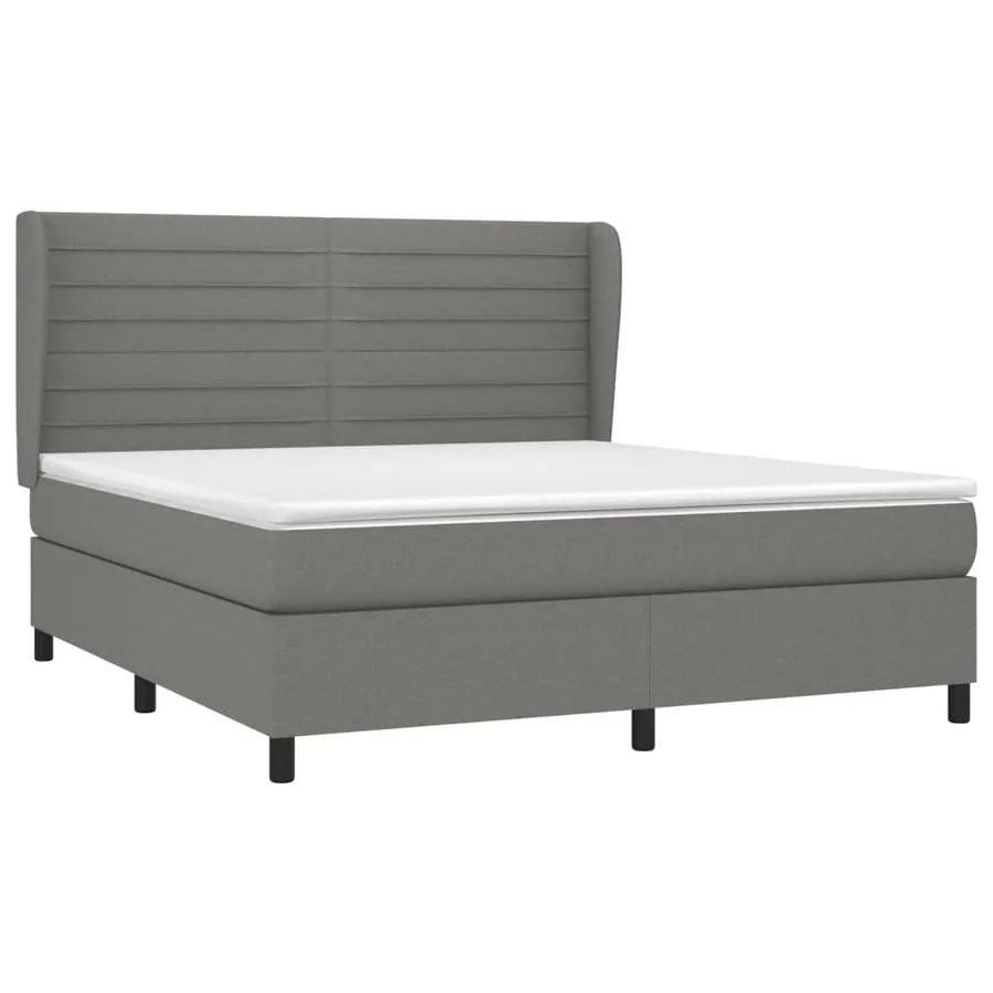Sommier à lattes de lit avec matelas Gris foncé 180x200cm Tissu - 3