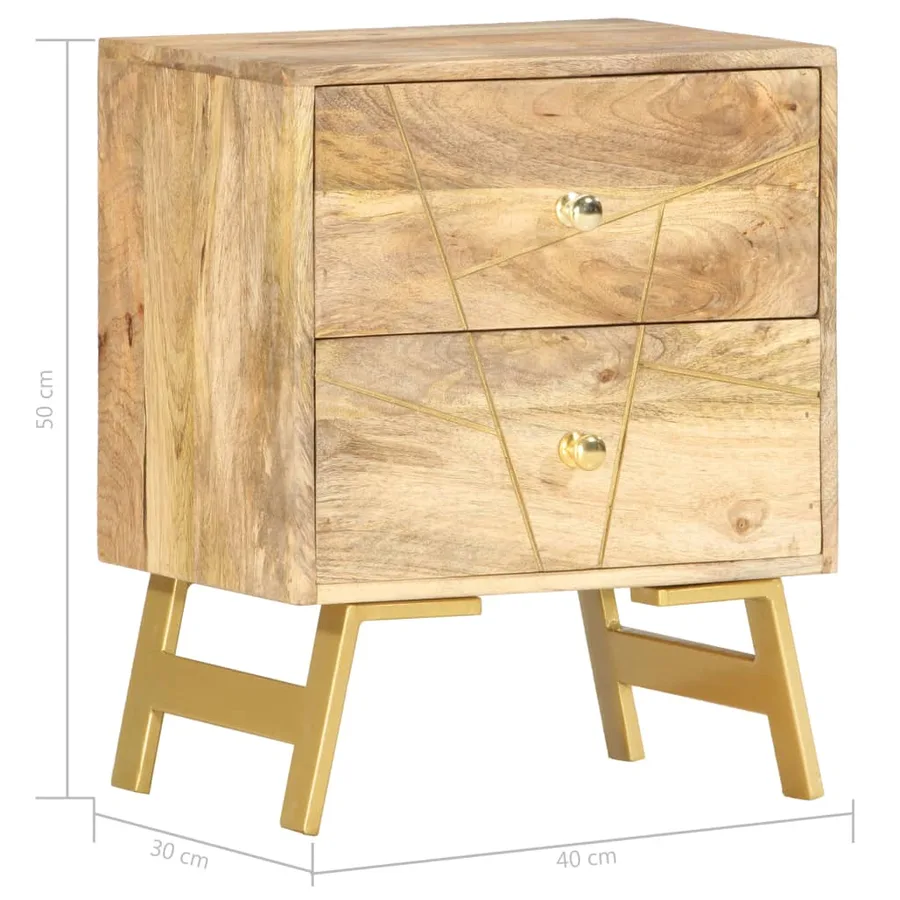 Table de chevet 40x30x50 cm Bois de manguier massif - 6