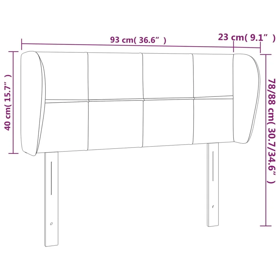 Tête de lit avec oreilles Bleu 93x23x78/88 cm Tissu - 9