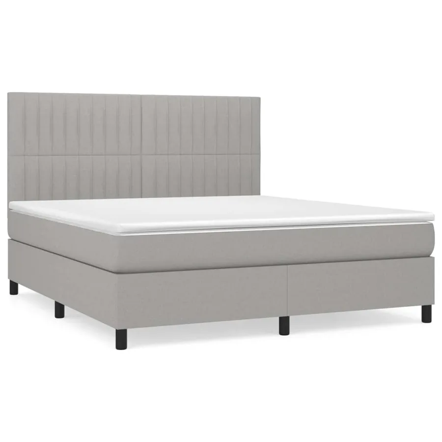 Sommier à lattes de lit avec matelas Gris clair 160x200cm Tissu - 2