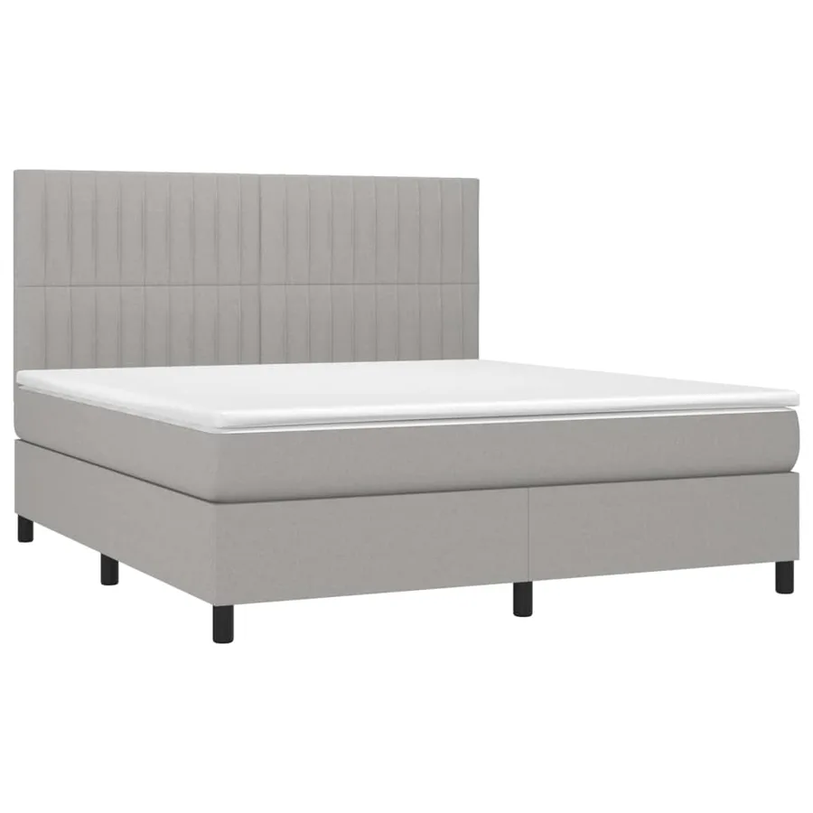 Sommier à lattes de lit avec matelas Gris clair 160x200cm Tissu - 3