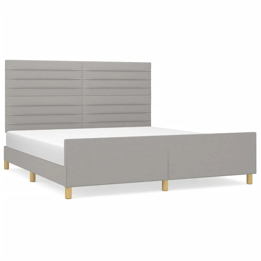 Cadre de lit sans matelas gris clair 180x200 cm tissu - 2