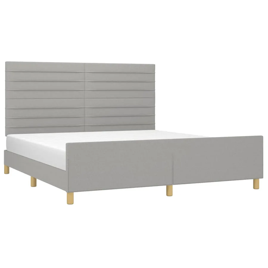 Cadre de lit sans matelas gris clair 180x200 cm tissu - 3