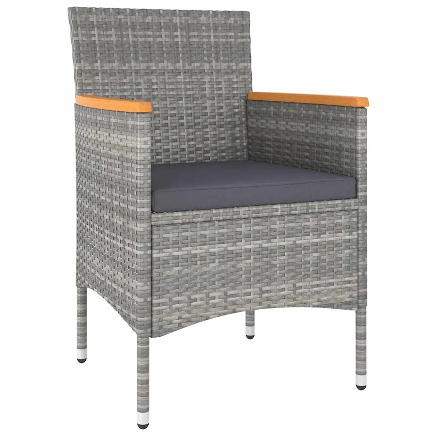 Ensemble de bistro jardin 5pcs Résine tressée verre trempé Gris - 3