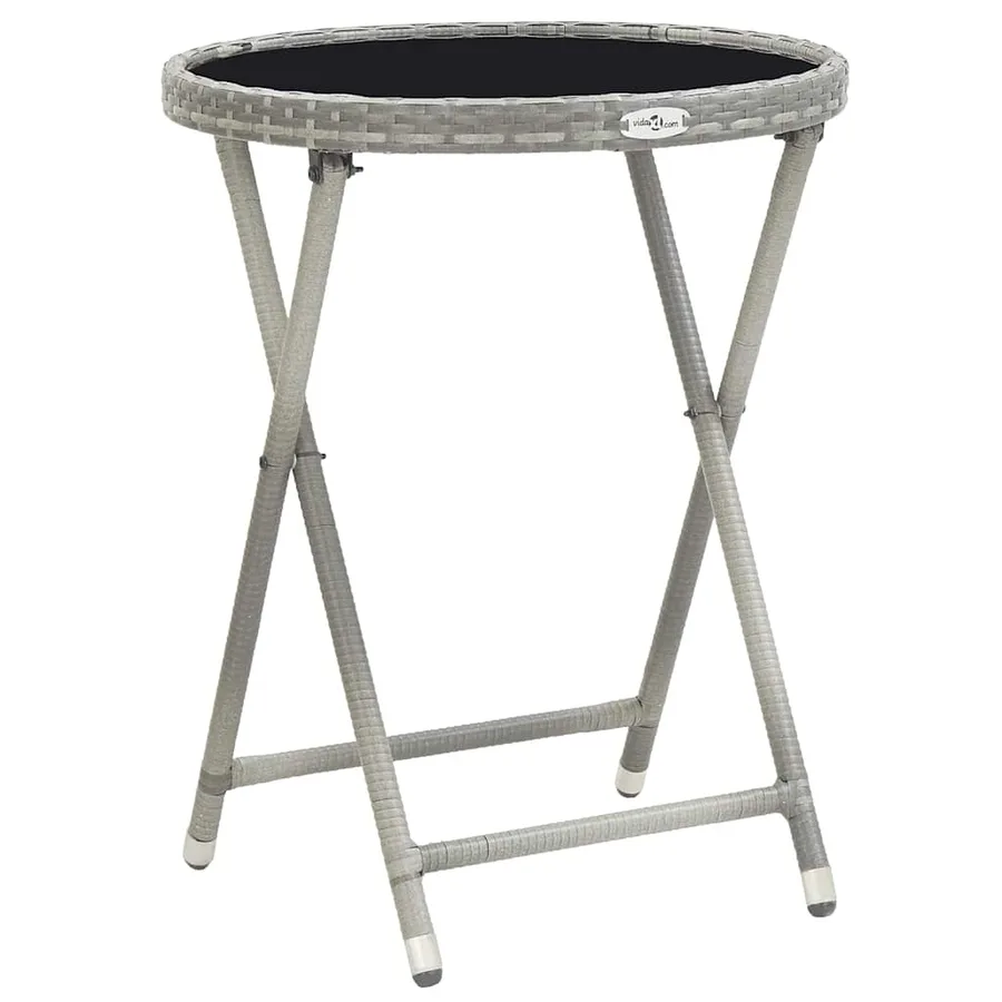 Ensemble de bistro jardin 5pcs Résine tressée verre trempé Gris - 7