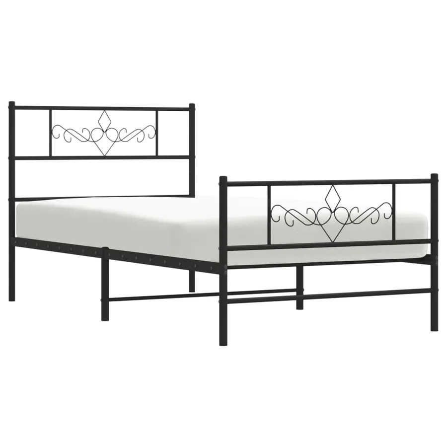 Cadre de lit métal sans matelas avec pied de lit noir 90x190 cm - 4