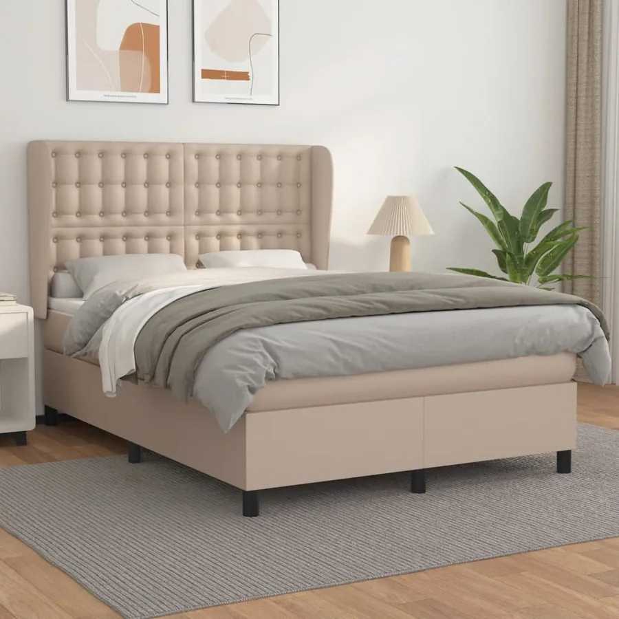 Sommier à lattes de lit avec matelas Cappuccino 140x190 cm
