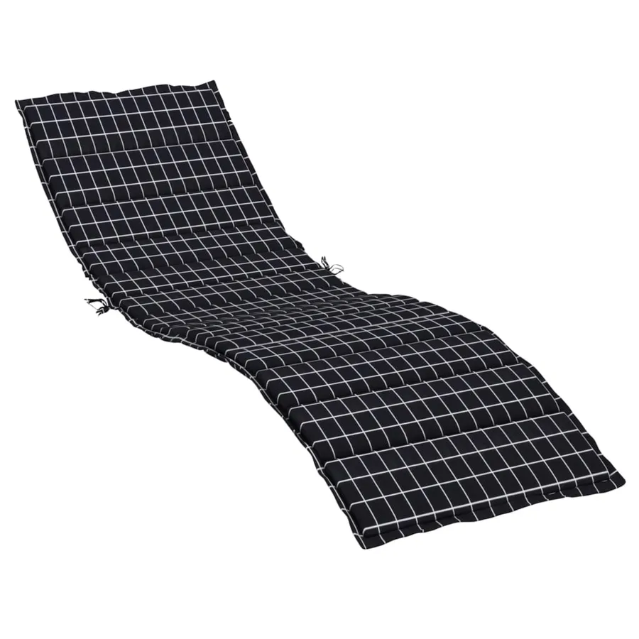 Coussin de chaise longue motif à carreaux noir tissu oxford - 2