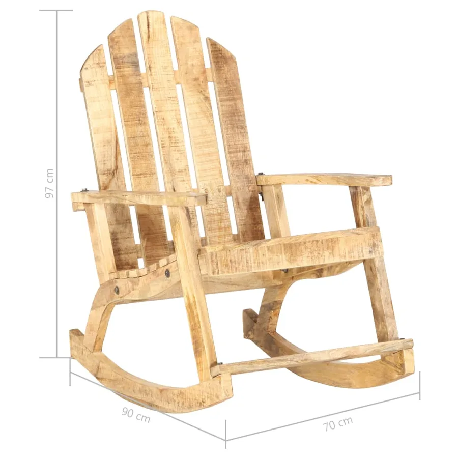 Chaise à bascule de jardin Bois de manguier solide - 7