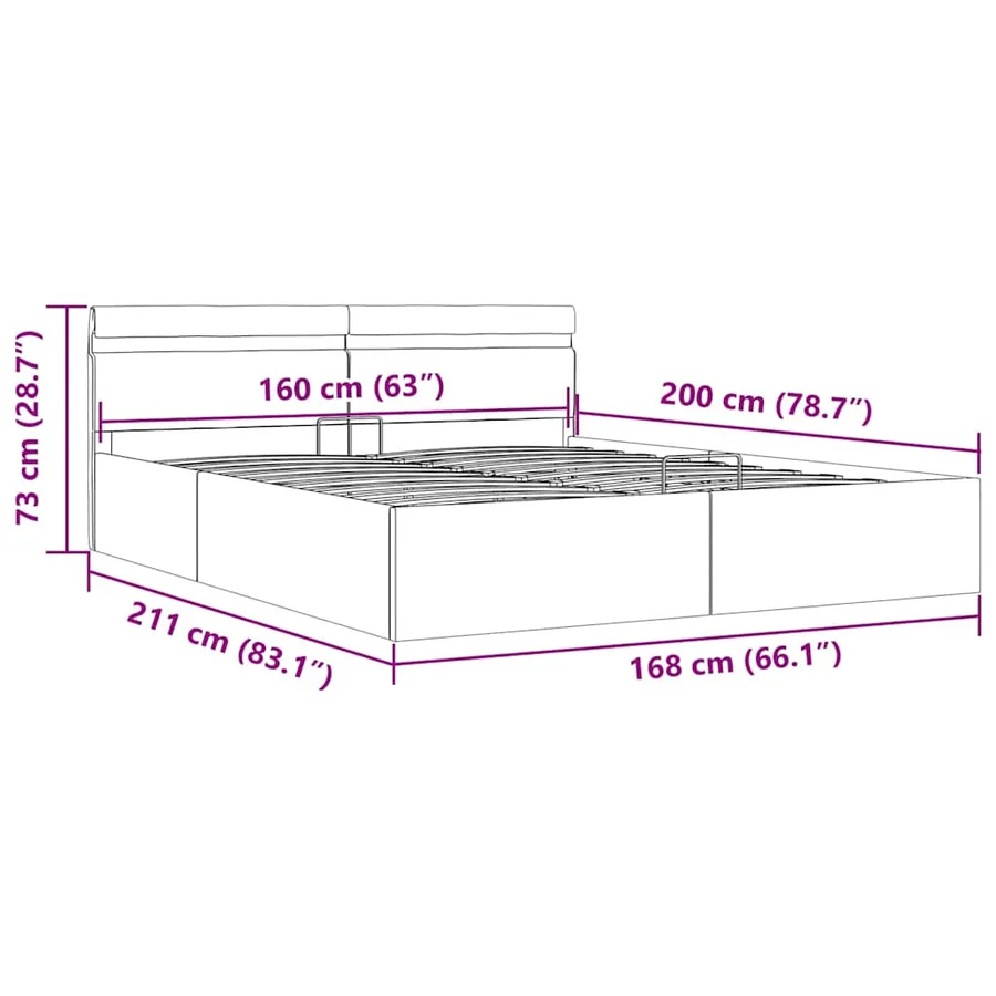 Cadre de lit à rangement hydraulique sans matelas avec LED - 13