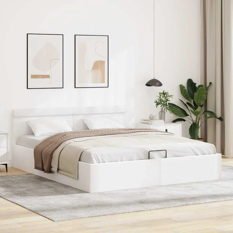 Cadre de lit à rangement hydraulique sans matelas avec LED - 4