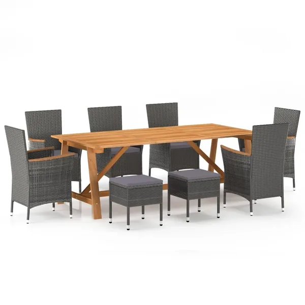 Ensemble à manger de jardin 9 pcs Gris