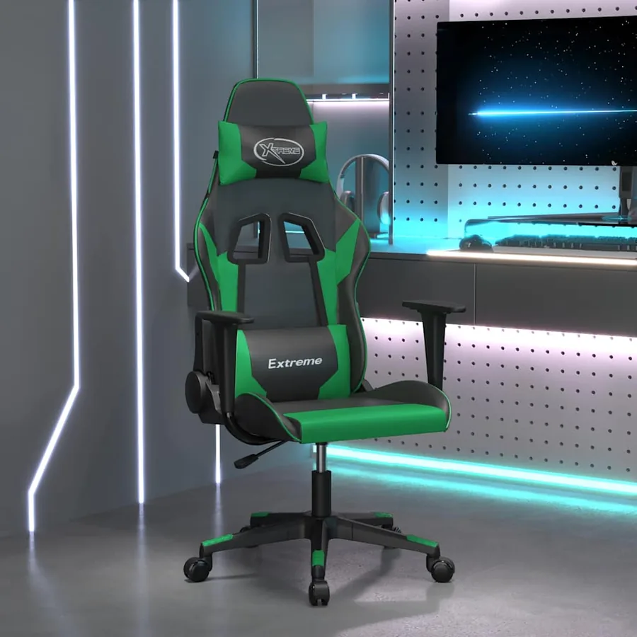 Chaise de jeu Noir et vert Similicuir
