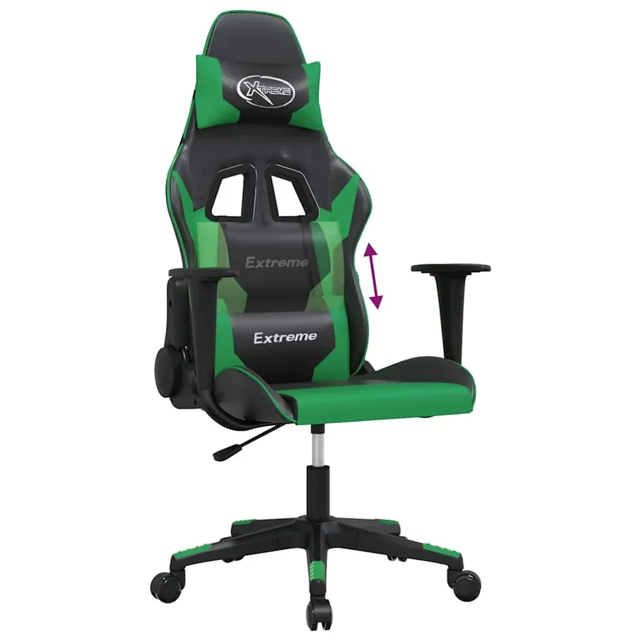 Chaise de jeu Noir et vert Similicuir - 7