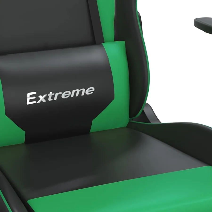 Chaise de jeu Noir et vert Similicuir - 8