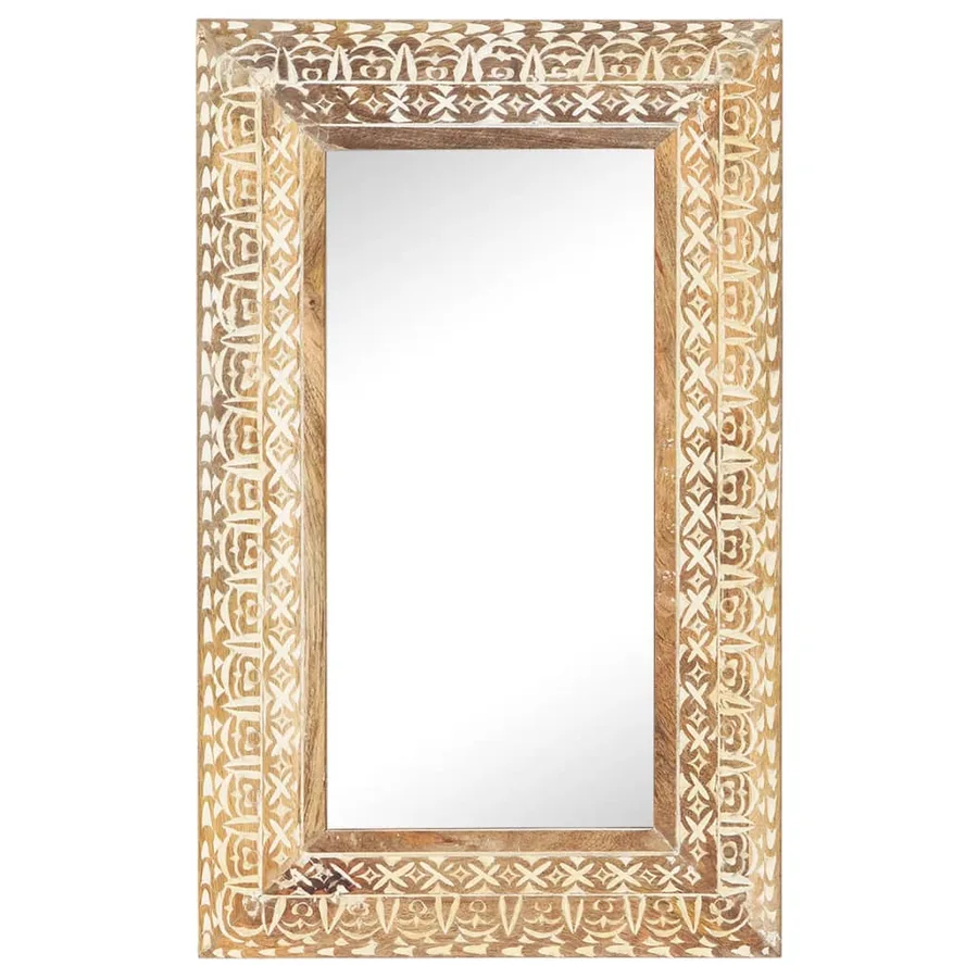 Miroir sculpté à la main 80x50x2,6 cm Bois de manguier solide - 2