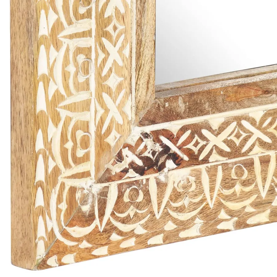 Miroir sculpté à la main 80x50x2,6 cm Bois de manguier solide - 4