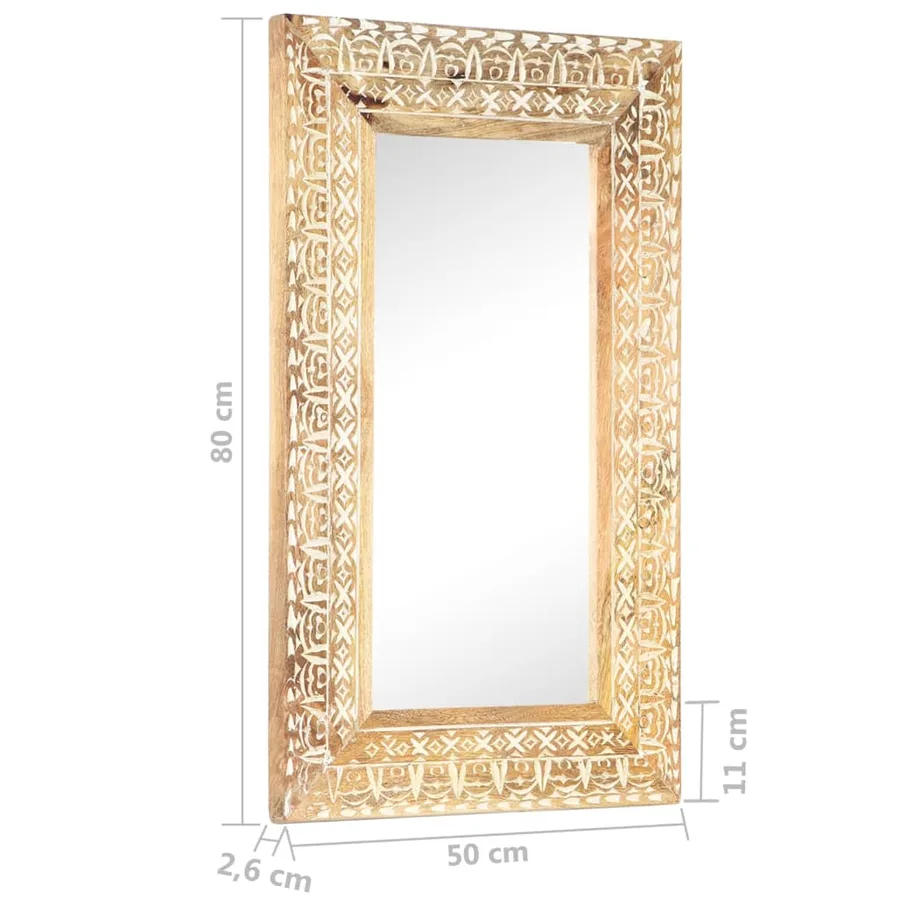 Miroir sculpté à la main 80x50x2,6 cm Bois de manguier solide - 5