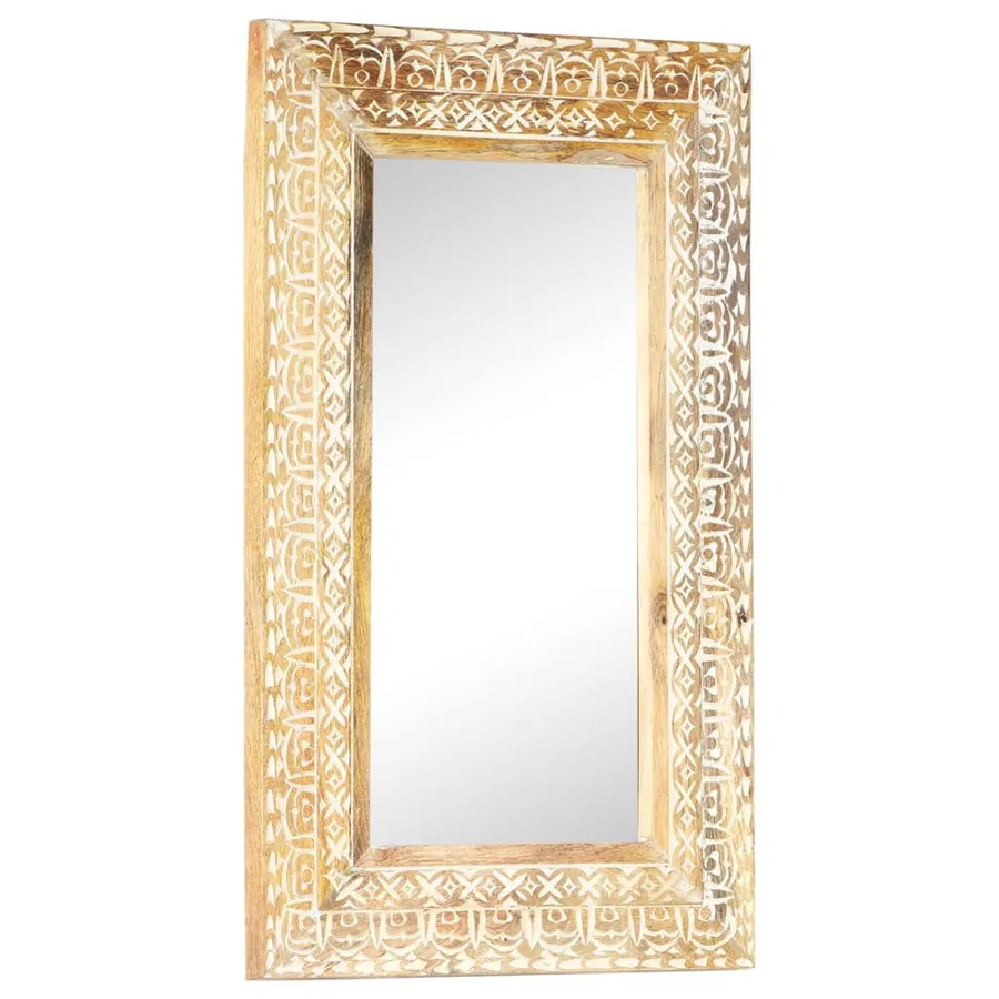 Miroir sculpté à la main 80x50x2,6 cm Bois de manguier solide - 6
