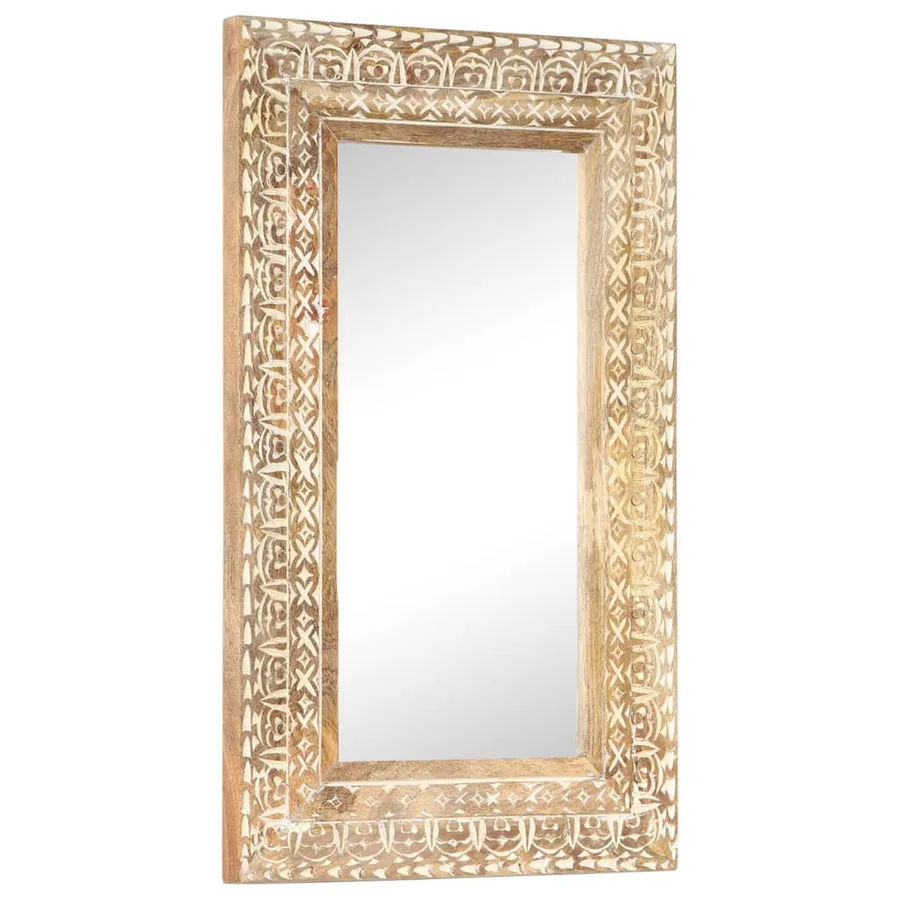 Miroir sculpté à la main 80x50x2,6 cm Bois de manguier solide - 7