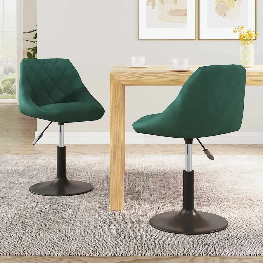 Chaises pivotantes à manger lot de 2 vert foncé velours
