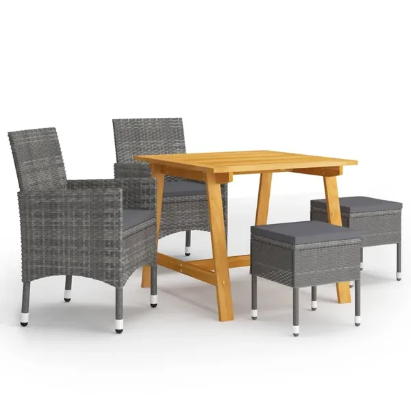Ensemble à manger de jardin 5 pcs Gris
