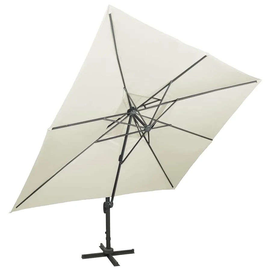 Parasol de jardin déporté avec double plateau sable 400 x 300 cm - 2