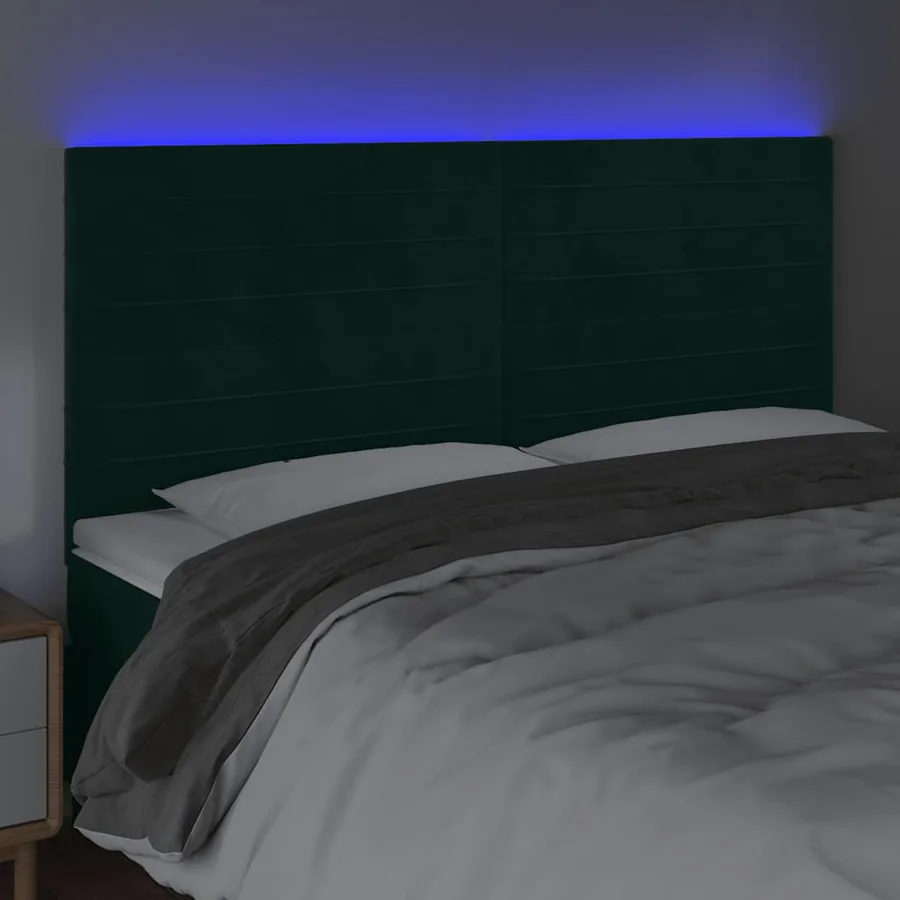 Tête de lit à LED Vert foncé 160x5x118/128 cm Velours - 3