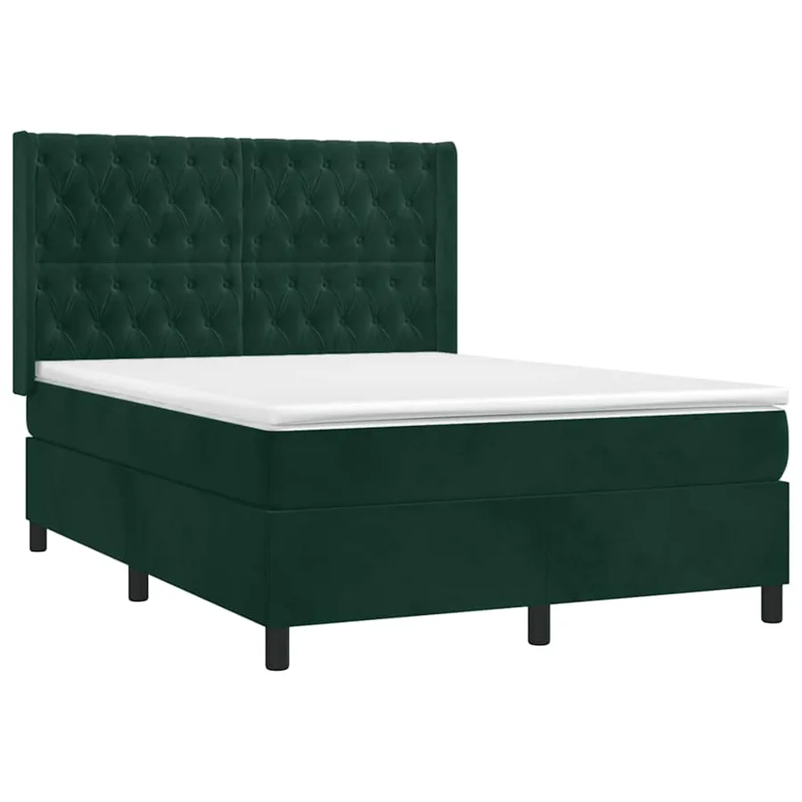 Sommier à lattes de lit matelas et LED Vert foncé 140x200 cm - 4