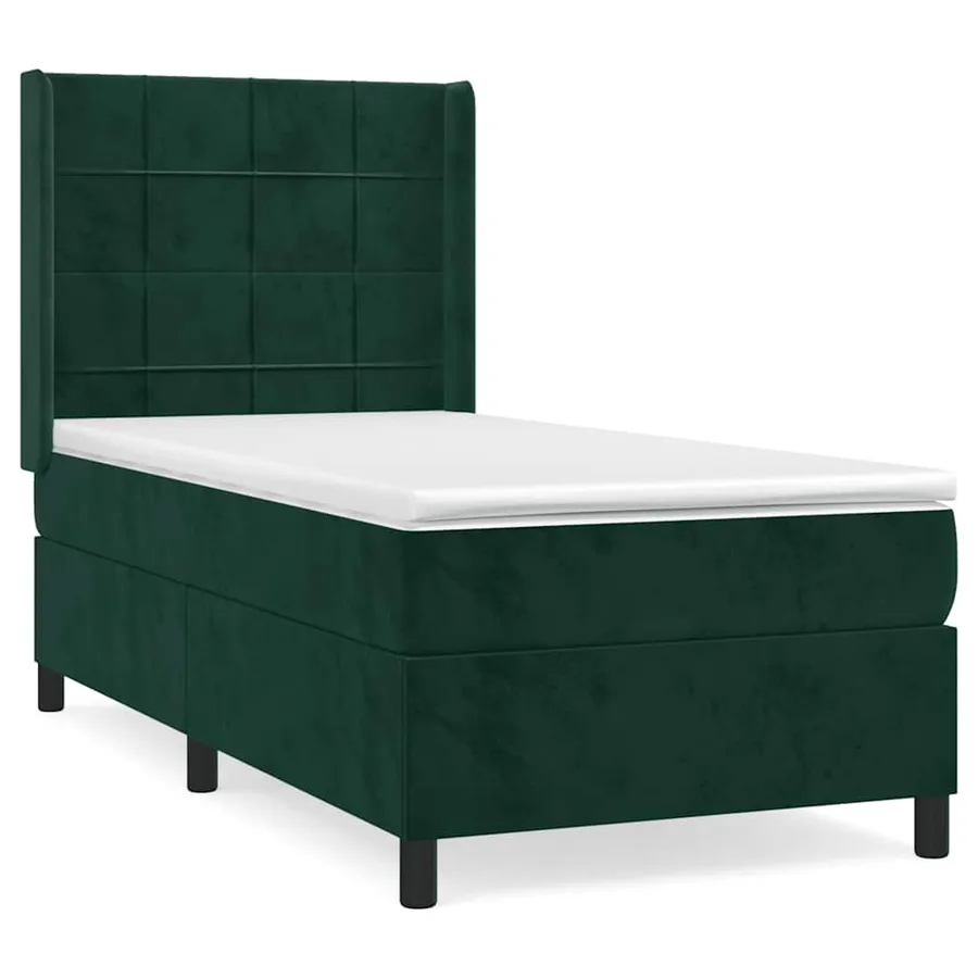 Sommier à lattes de lit avec matelas Vert foncé 90x190 cm - 2