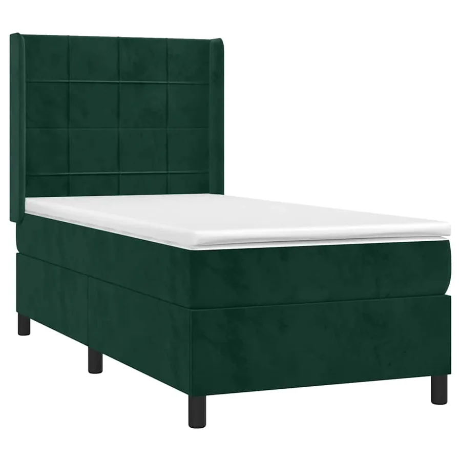Sommier à lattes de lit avec matelas Vert foncé 90x190 cm - 3