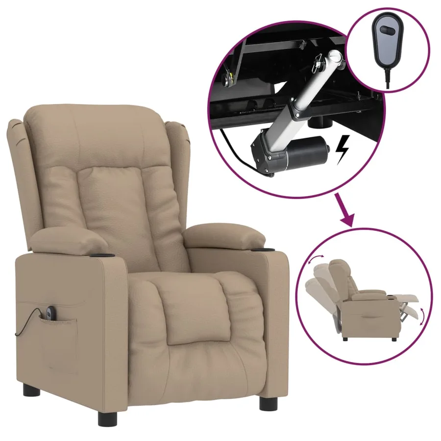 Fauteuil inclinable électrique Cappuccino Similicuir - 2