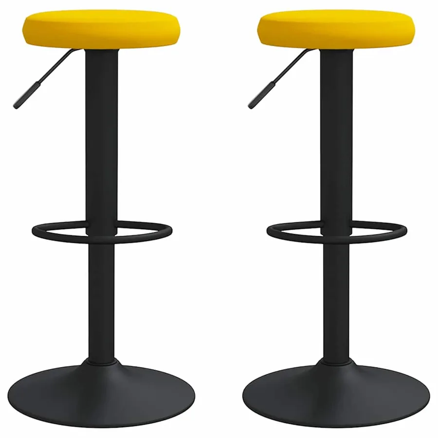 Tabourets de bar lot de 2 jaune moutarde velours - 2