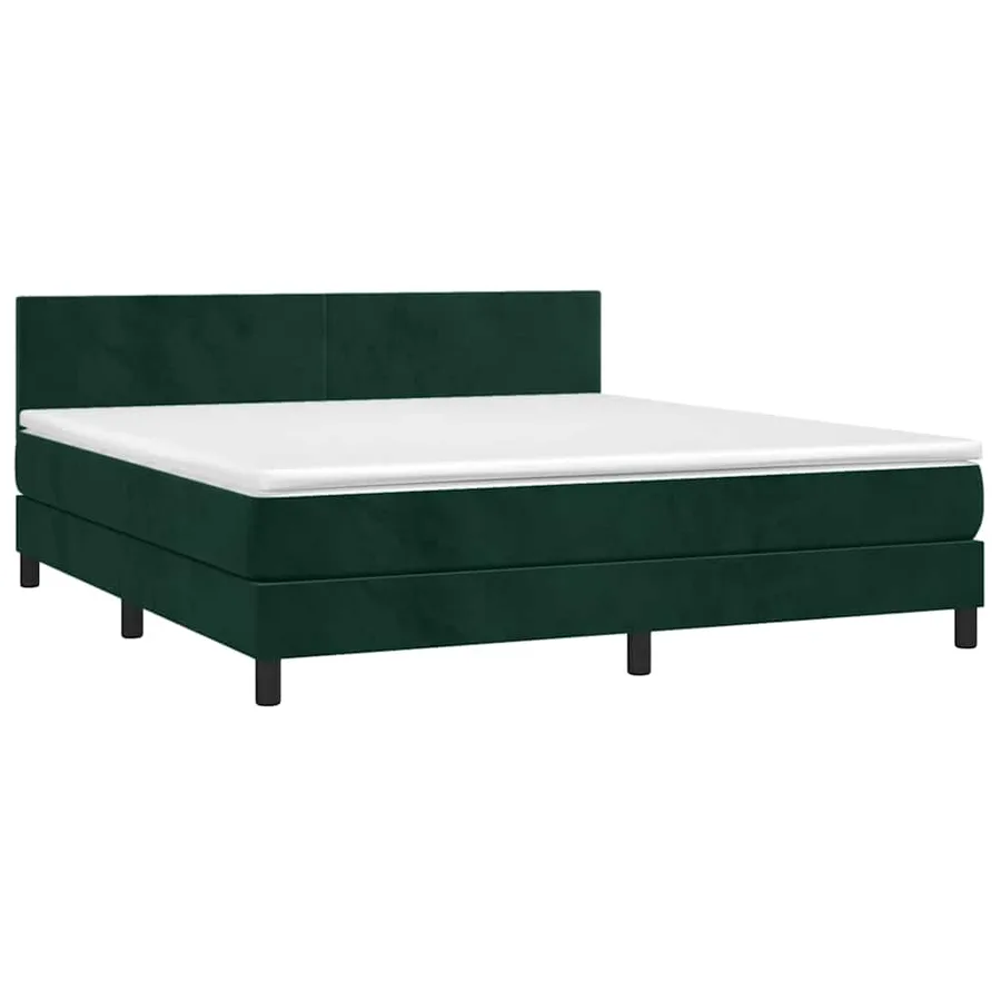 Sommier à lattes de lit avec matelas LED Vert foncé 160x200 cm - 4