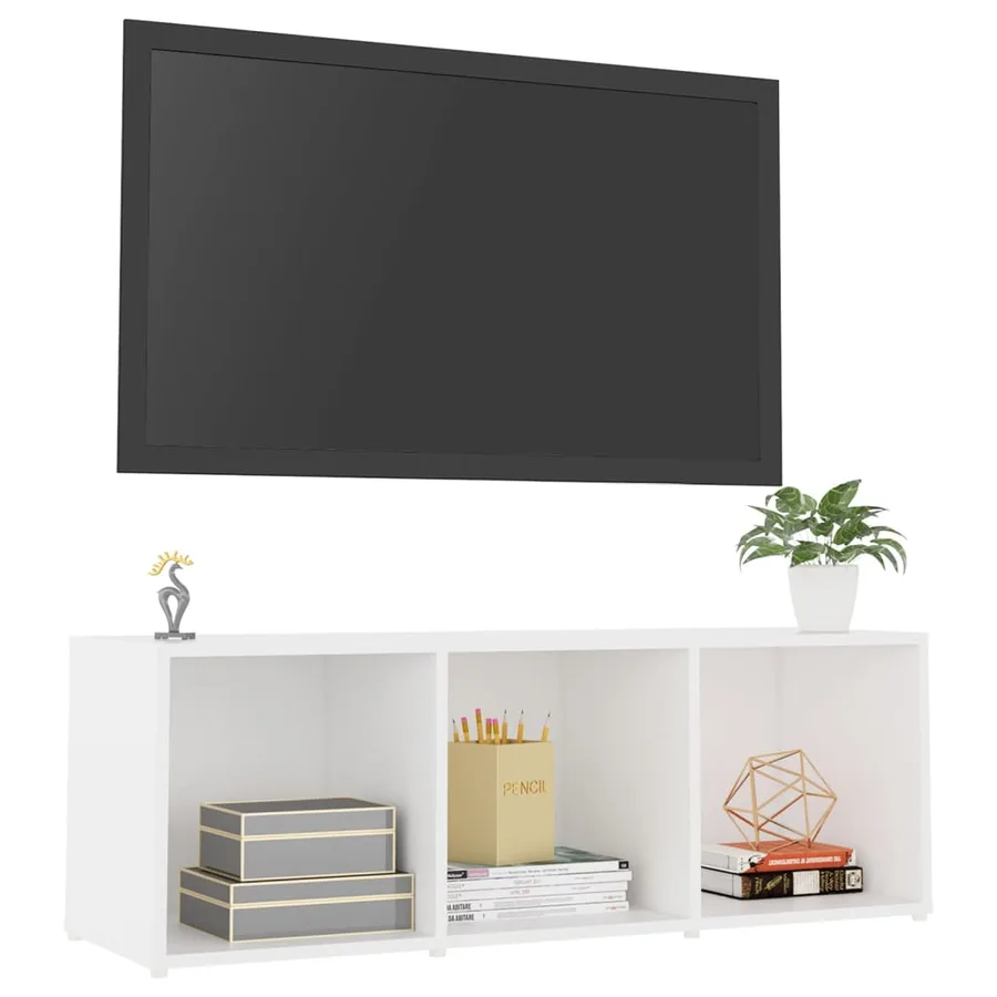 Meuble TV Blanc 107x35x37 cm Bois d’ingénierie - 7