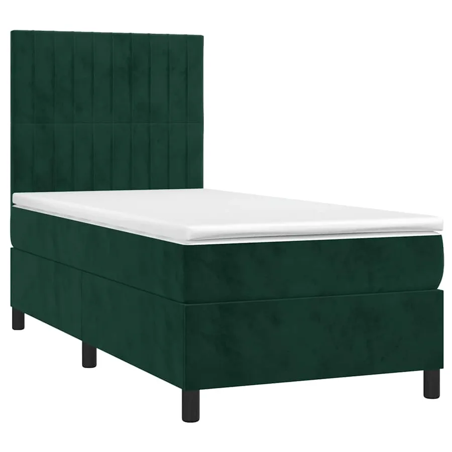 Sommier à lattes de lit avec matelas LED Vert foncé 100x200 cm - 3